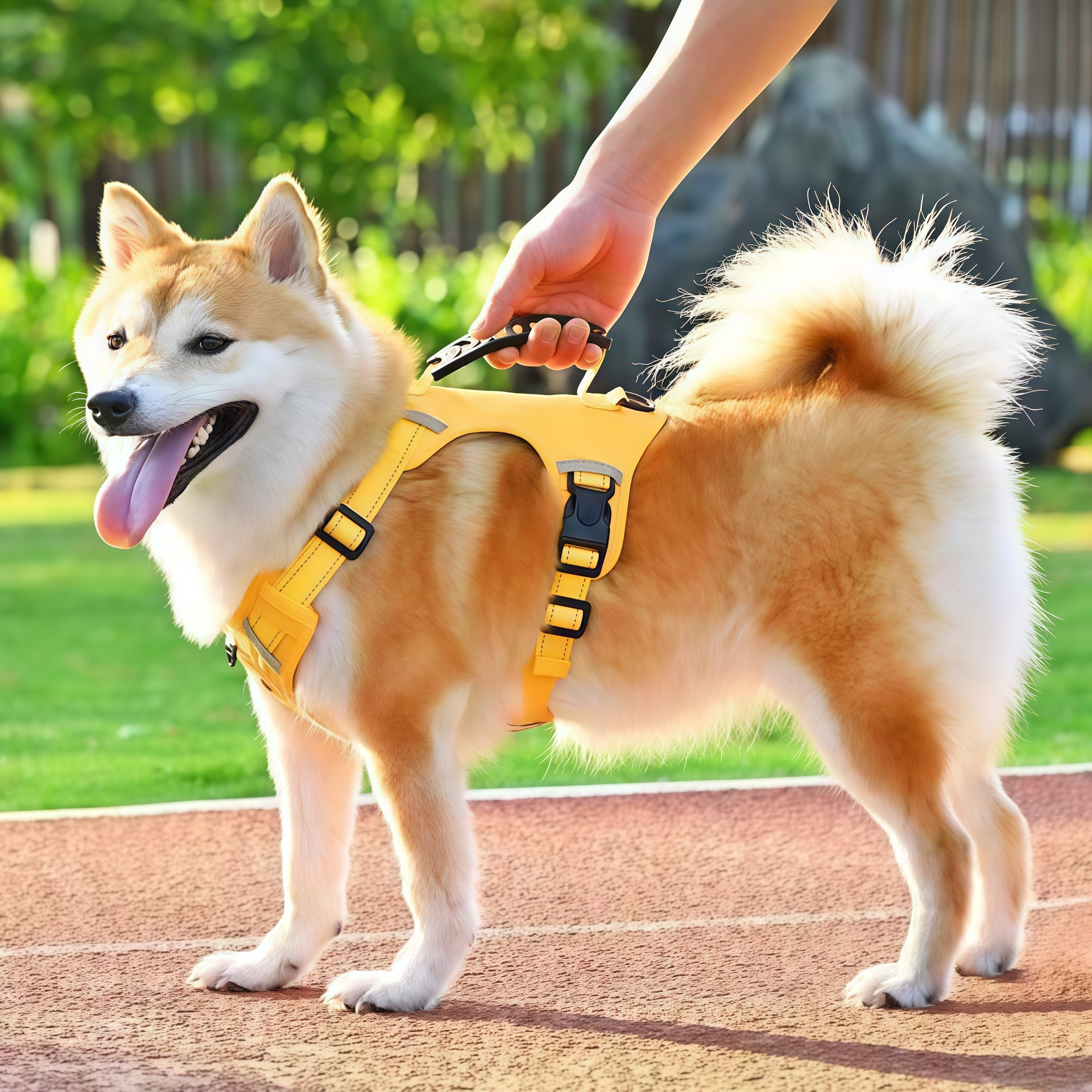Dog Harness L, Reflective and Adjustable in 4 colours, Yellow, Red, Black & Orange