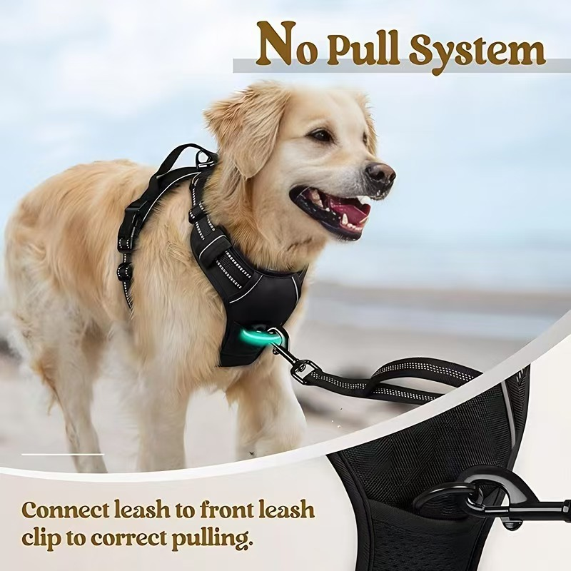 No Pull Dog Harness, Adjustable Easy Control with 1.2M Lead Size M in 9 colours