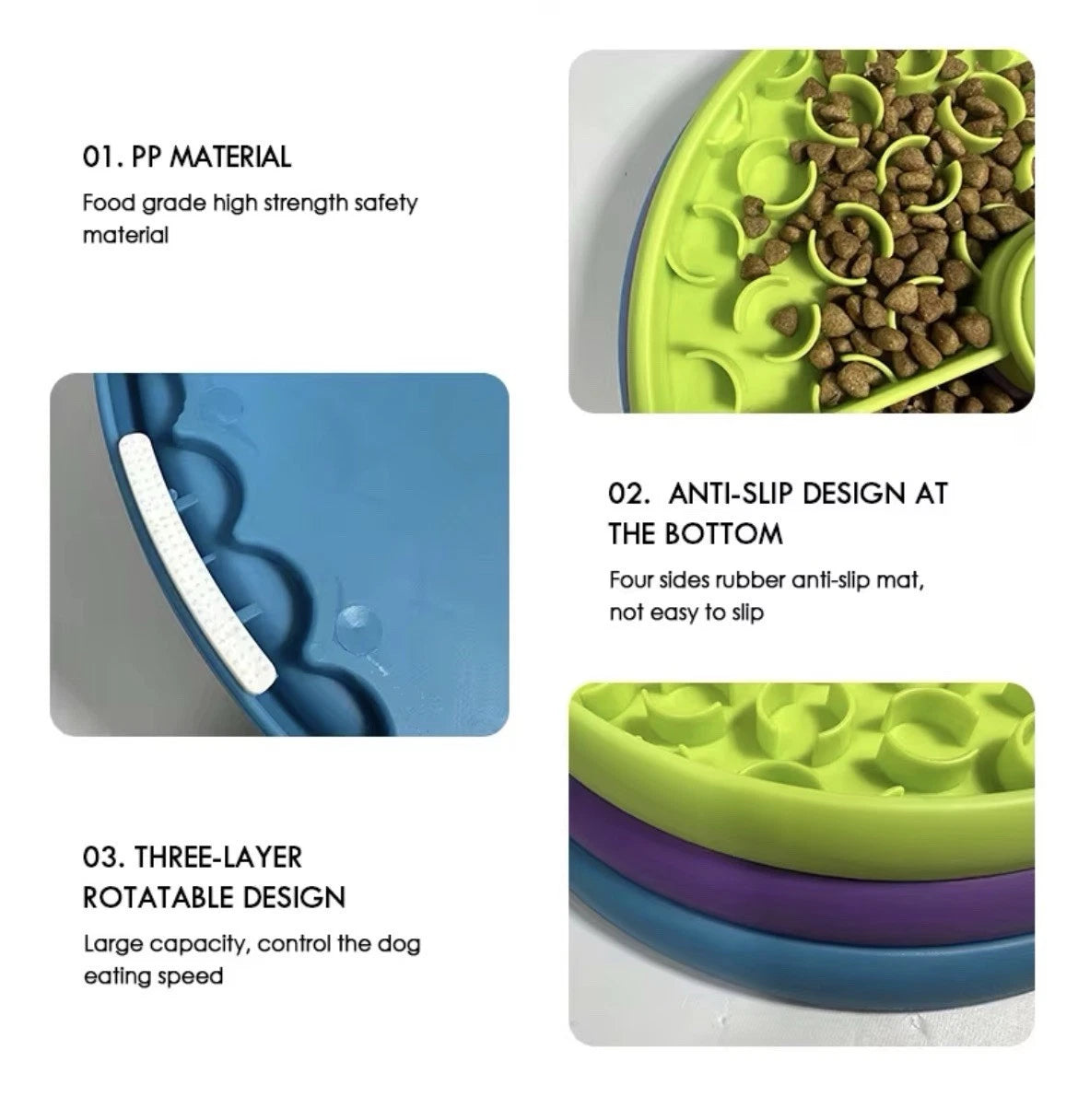 Interactive 3 Tier Slow Feeder Dog bowl