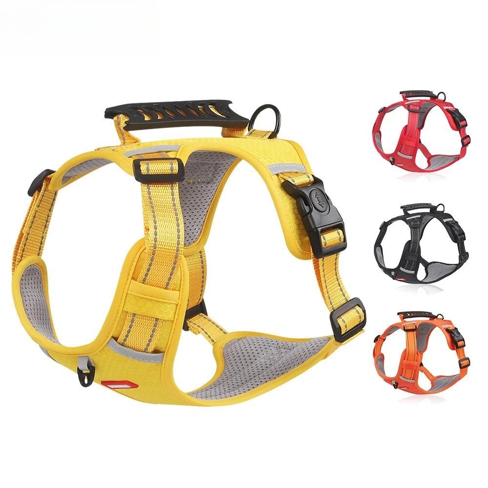 Dog Harness L, Reflective and Adjustable in 4 colours, Yellow, Red, Black & Orange