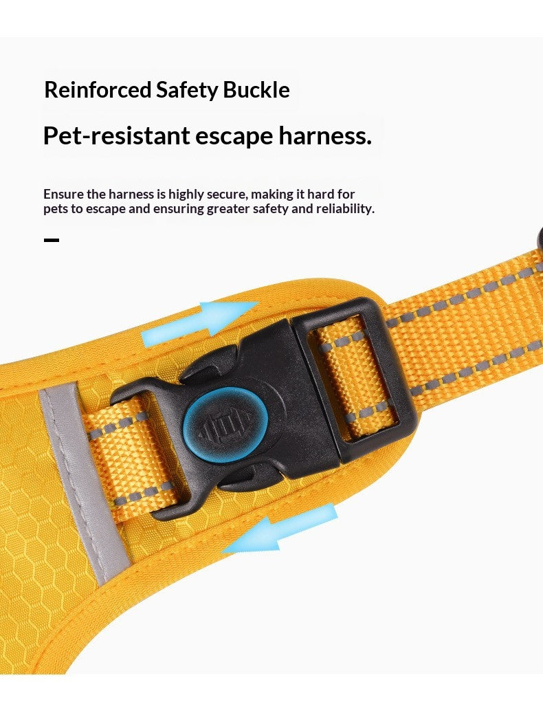 Dog Harness L, Reflective and Adjustable in 4 colours, Yellow, Red, Black & Orange